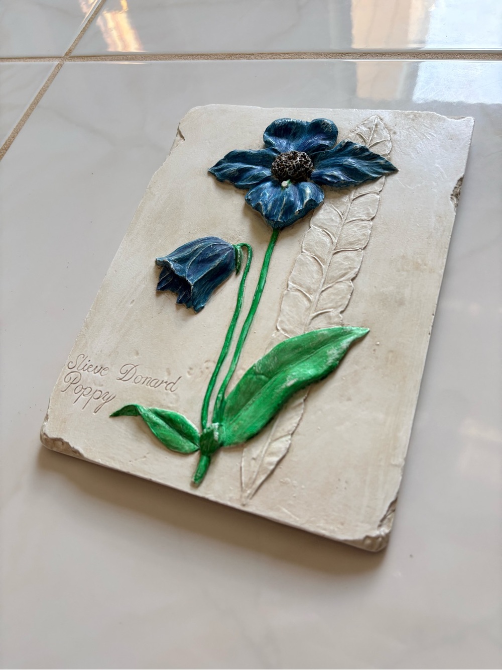 Vintage Hen-Feathers Hand Cast Slieve Donard Poppy 3D Relief Wall Plaque Art - Picture 4 of 12